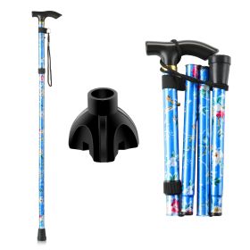 KEKOY Foldable Walking Cane, Floral Printed Canes for Men and Women - Self-Standing Cane, Lightweight Cane